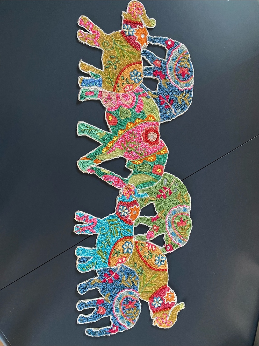 Beautiful Beaded Elephant Table Topper or Wall Hanging Art